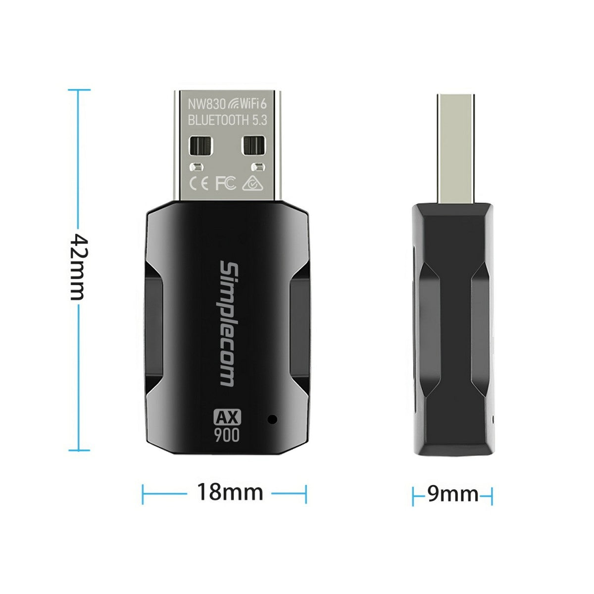 Simplecom NW830 Simplecom NW830 Wi-Fi 6 and Bluetooth 5.3 Combo USB Adapter Dual Band AX900