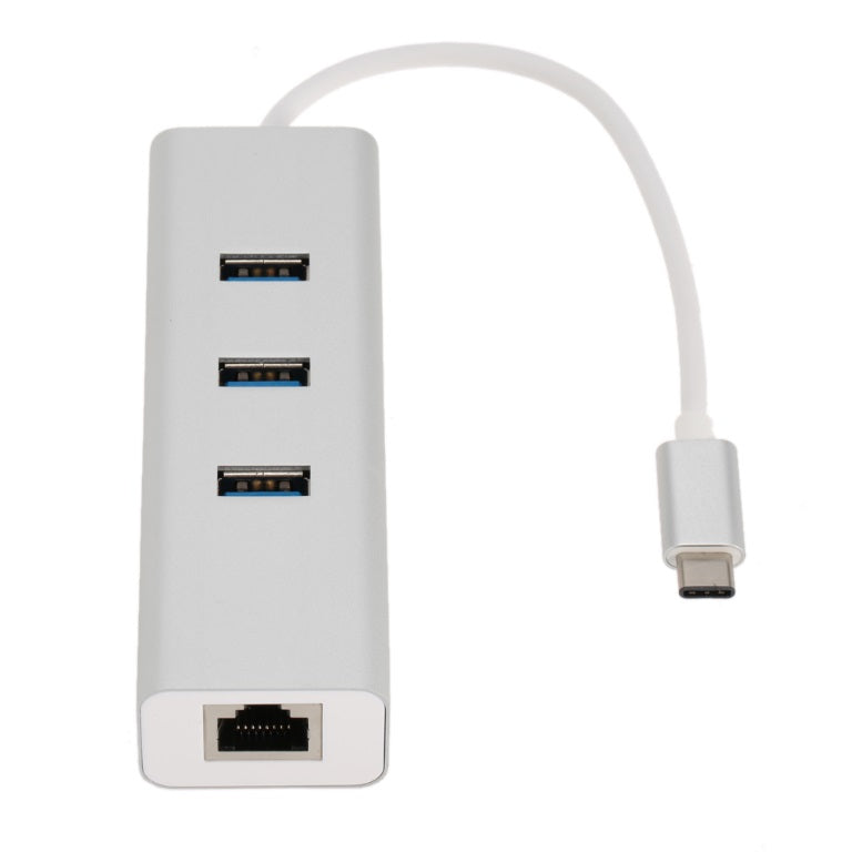 Astrotek AT-CMLANHUB3G Astrotek USB-C to LAN + 3 Ports USB3.0 Hub Gigabit RJ45 Ethernet Network Adapter Converter 15cm for iPad Pro Macbook Air Samsung Galaxy MS Surface