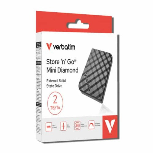 Verbatim 32026 Verbatim 32026 Store’n’Go Mini Diamond SSD USB-C 2TB, USB 3.2 Gen 2, 1000MB/s Read/Write, USB Flash Drive, External SSD