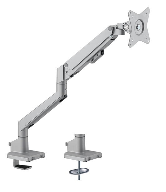 Brateck LDT62-C012-SL Brateck Single Monitor Thin Gas Spring Monitor Arm Fit Most 17'-32' Monitors, Up to 9kg per screen VESA 75x75/100x100 Matte Silver