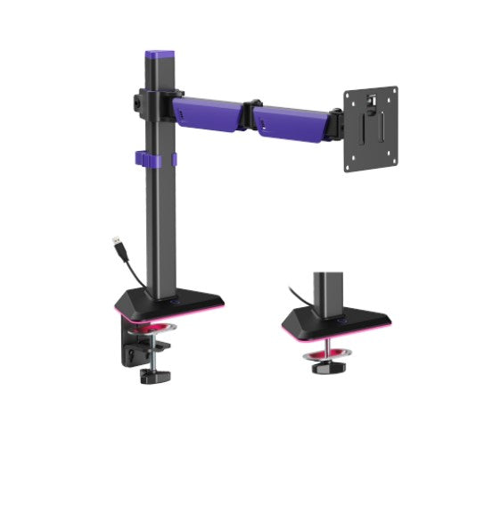 Brateck LDT89-C012L Brateck LDT89-C012L Articulating RGB Lighting Gaming Monitor Arm Matte Black, Fit Screen Size: 17'-40' Up to 12 KG (LS)