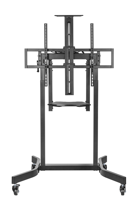 Brateck TTL14-68TW-BLK Brateck Deluxe Motorized Large TV Cart with Manual Tilt, Equipment Shelf and Camera Mount Fit 55'-100' Up to 120kg- Matte Black （LS）