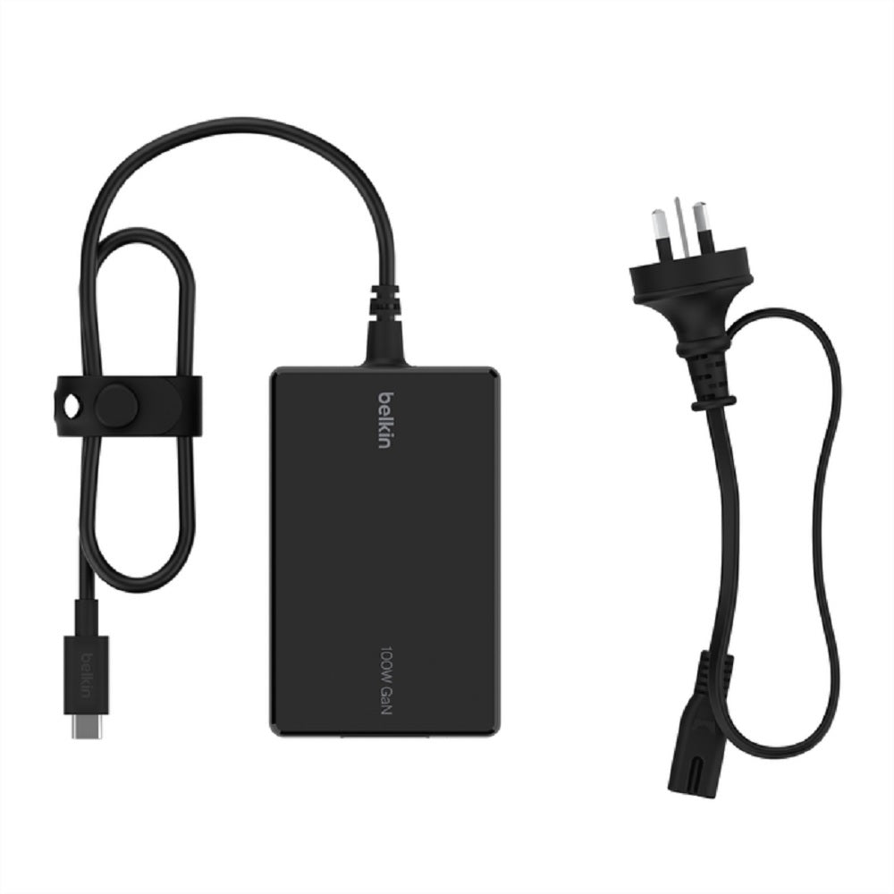 Belkin INC016auBK Belkin Connect USB-C Core 100W GaN Power Adapter + USB-C Cable (1.5M) - Black (INC016auBK), Compact Laptop Charger, $2500 CEW , 2 Years Warranty