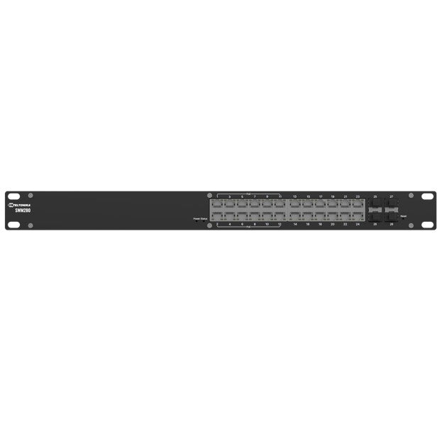 Teltonika SWM280000000 Teltonika SWM280 PoE+ Managed Switch, 24 x ETH ports, 10/100/1000 Mbps,12 PoE+ ports with up to 30W per port,4 SFP ports, 2 year free RMS License.