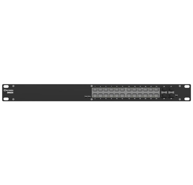 Teltonika SWM281000000 Teltonika SWM281 Gigabit Ethernet managed switch, 24 Gigabit Ethernet with 4 SFP ports, VLAN segmentation, 2-year free RMS