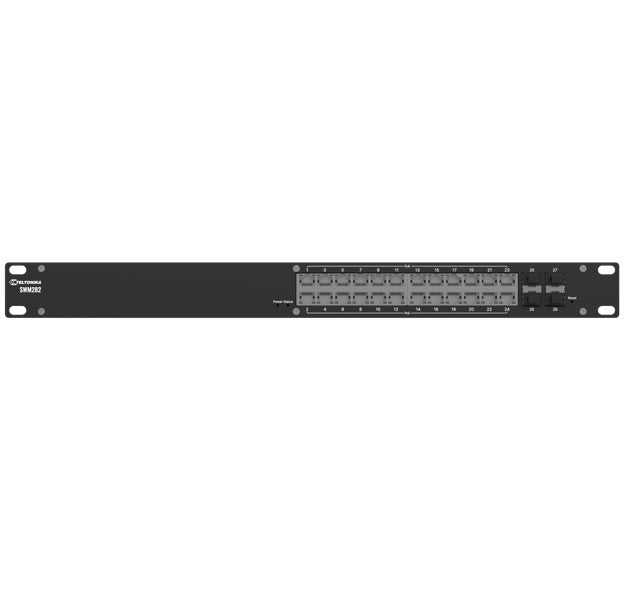 Teltonika SWM282000000/SWM282000001 Teltonika SWM282 PoE+ managed switch, 24 PoE+ ports with up to 30W per port, 10/100/1000 Mbps, 4 SFP ports, 2 years of Free RMS Management