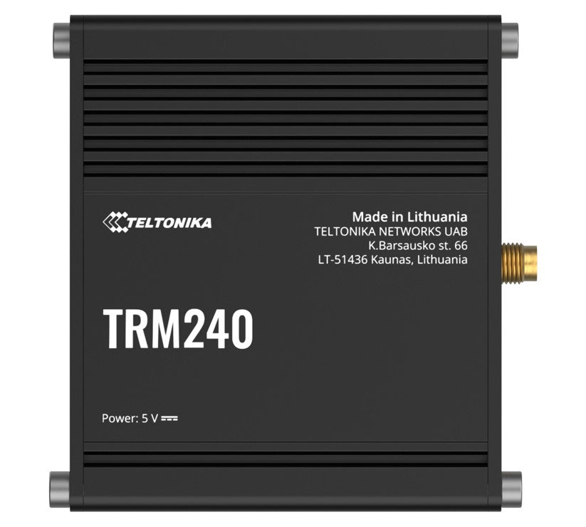 Teltonika TRM240100000 Teltonika TRM240 Industrial Cellular Modem, 4G/LTE (Cat 1), USB LTE Cat 1 Modem with a Rugged Housing and External Antenna Connector, PSU excluded