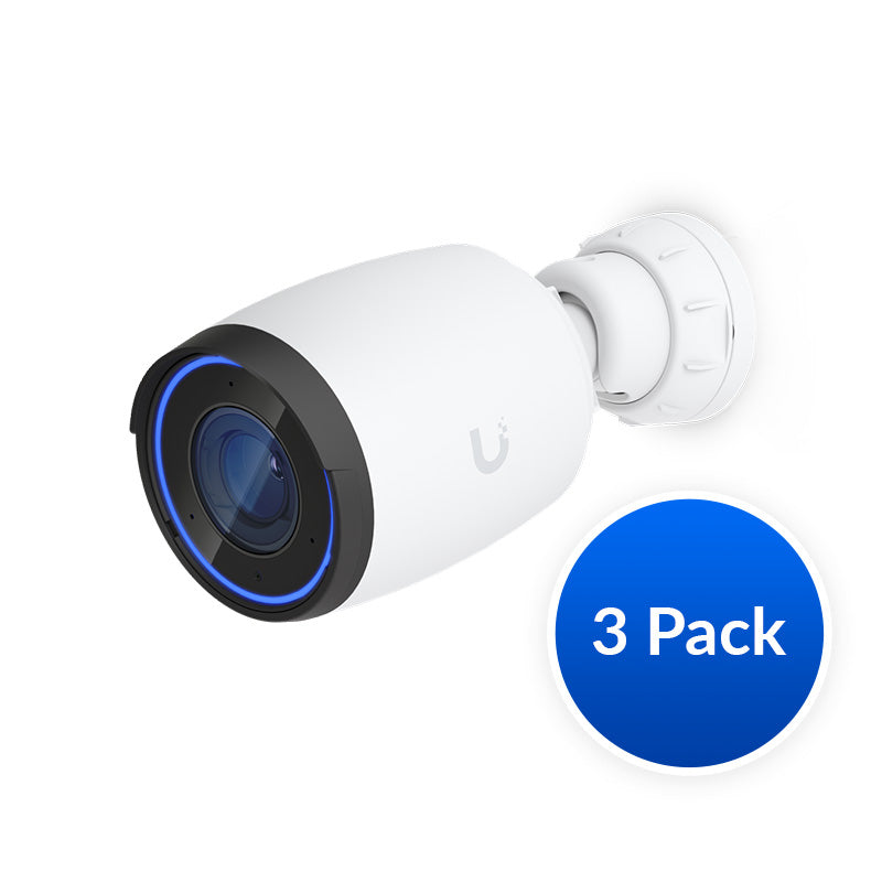 Ubiquiti NHU-UVC-AI-PRO-W-3 Ubiquiti AI Professional UniFi Protect Indoor/Outdoor 4K PoE Camera, White, 3 Pack - OEM, Waterproof IP65, PoE+ Power, Max Power 11W, GbE RJ45 Port,