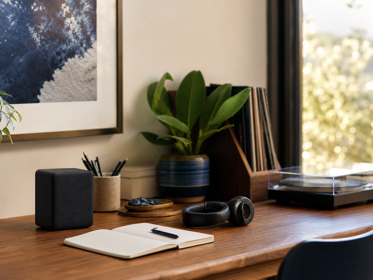 Illustrative Nimbryte audio listening setup context; not a product image